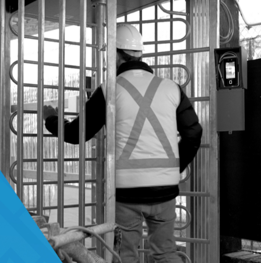 Biometric construction site access control turnstile in the UK for site safety